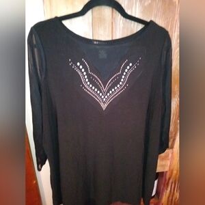 Suzie In The City Black Blouse with Silver Accents